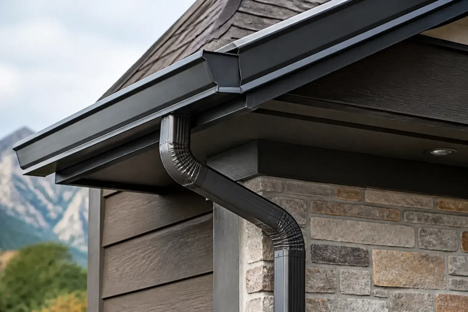 Clean gutters and downspouts on a finished home