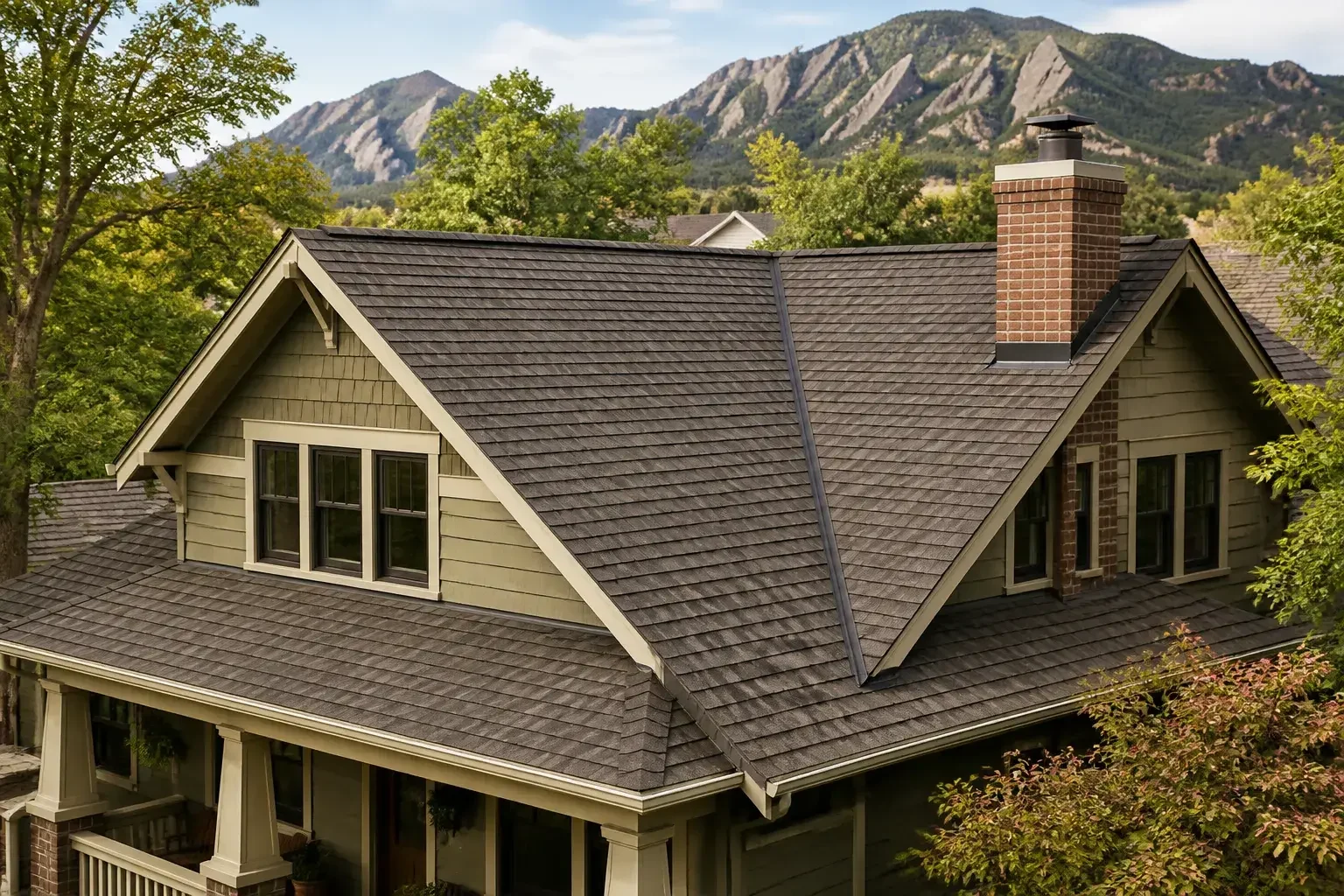 Finished roof repair on a Boulder craftsman home