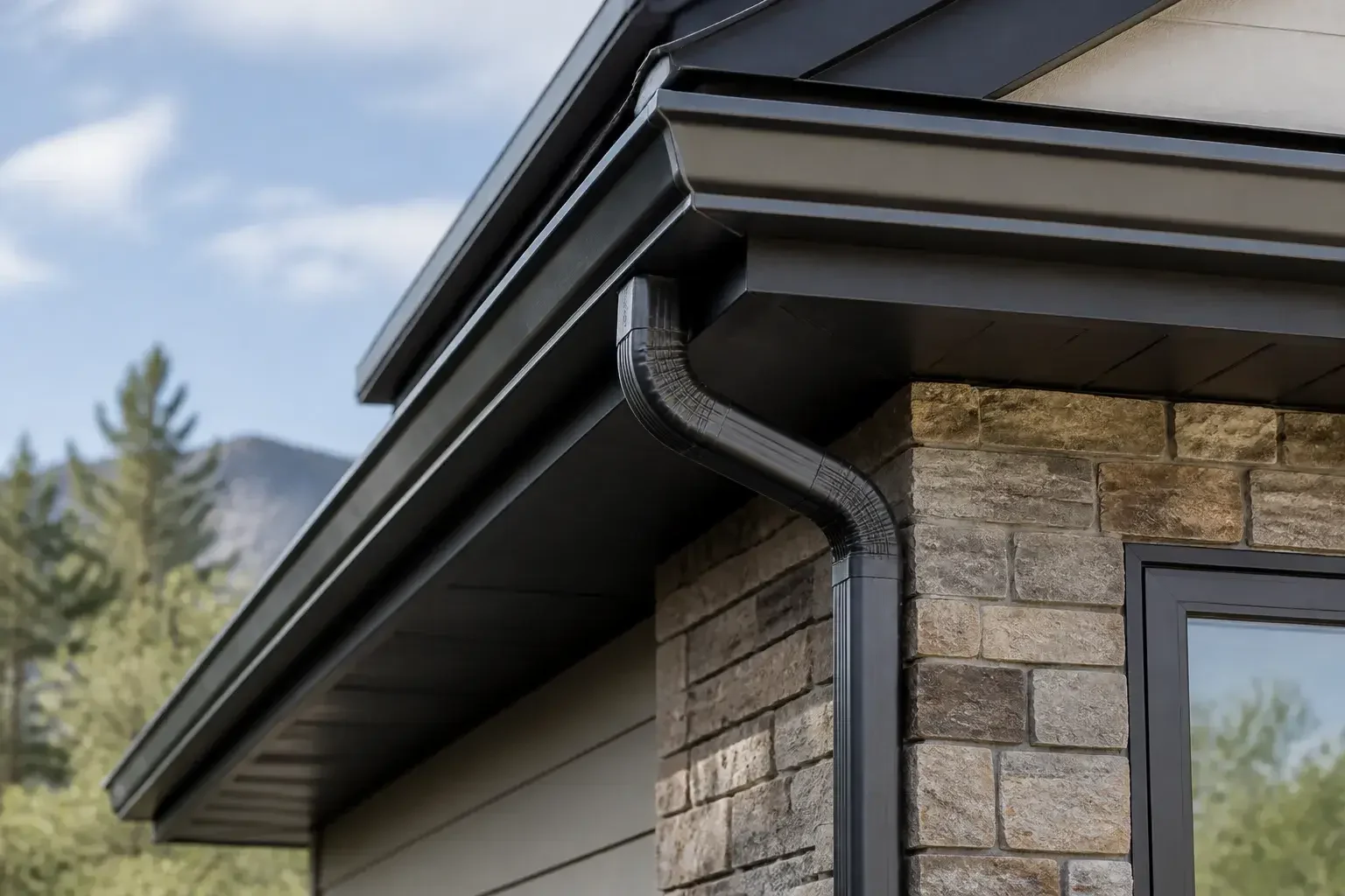 Seamless gutters on a finished home